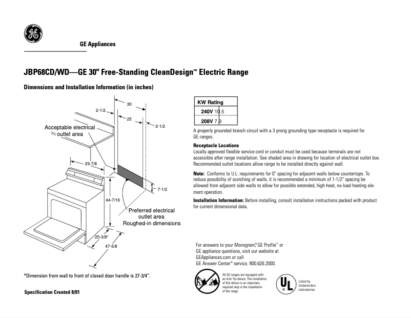 Image de la première page du manuel de l'appareil JBP68CDCC