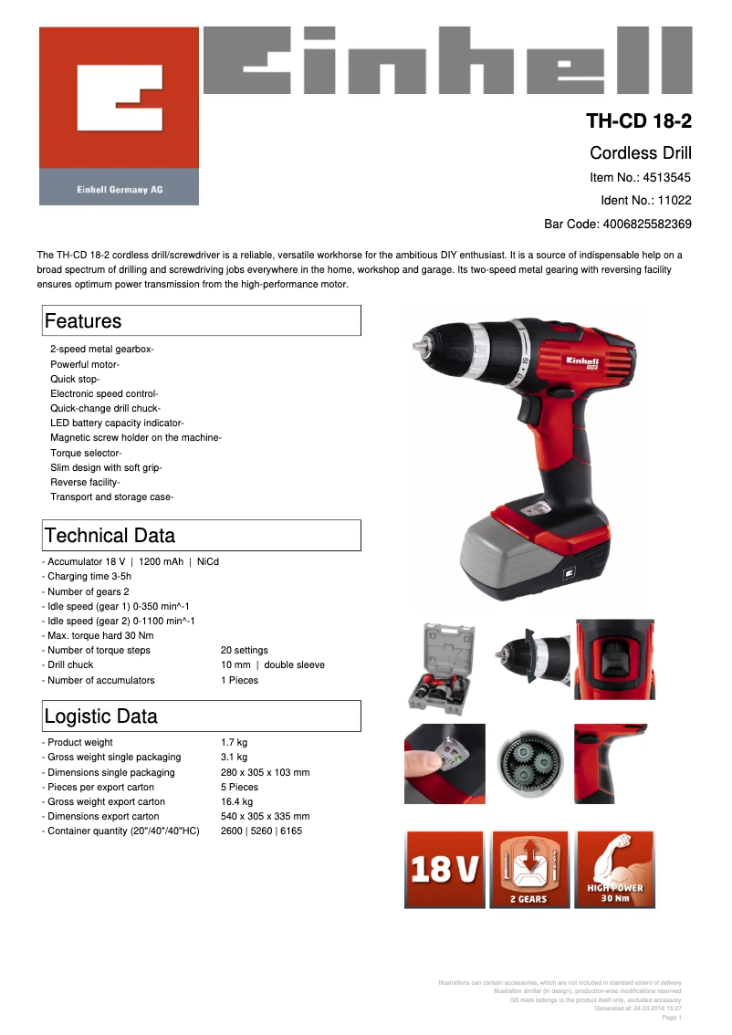 Image de la première page du manuel de l'appareil TH-CD 18-2