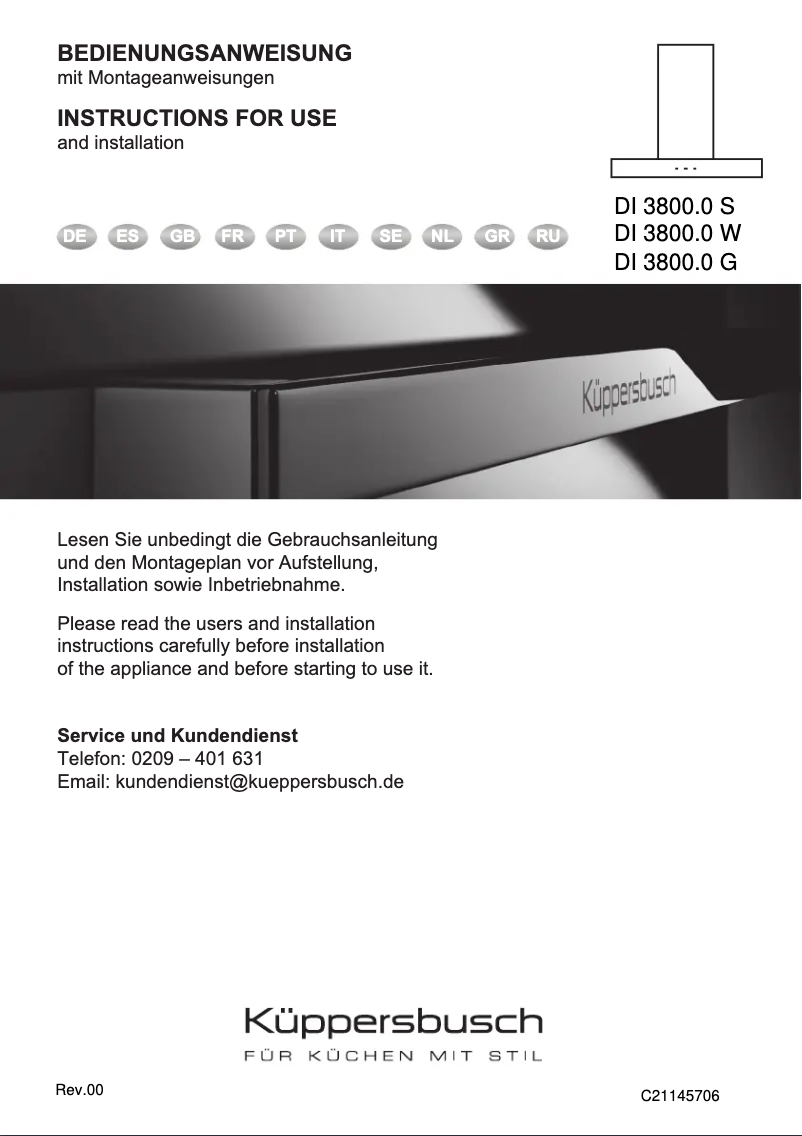 Page n°1 - Manuel utilisateur Küppersbusch DI3800.0S