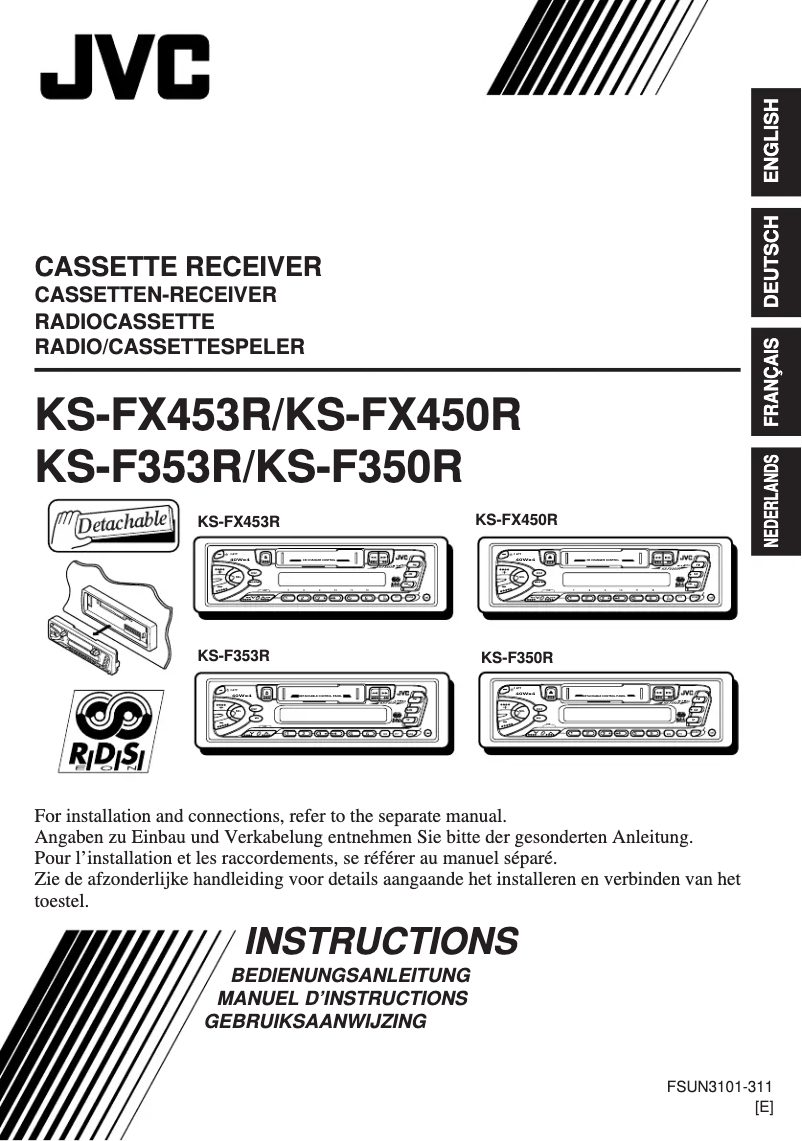Page n°1 - Manuel utilisateur JVC KS-FX450R