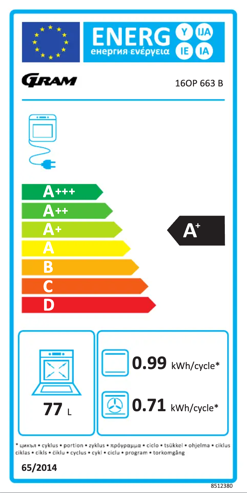 Page 1 de la notice Label énergétique Gram 16OP 663 B