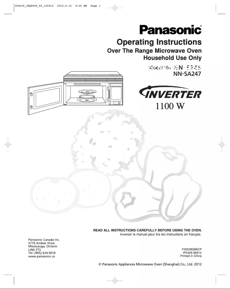 Page 1 de la notice Guide d'installation Panasonic NN-SA247