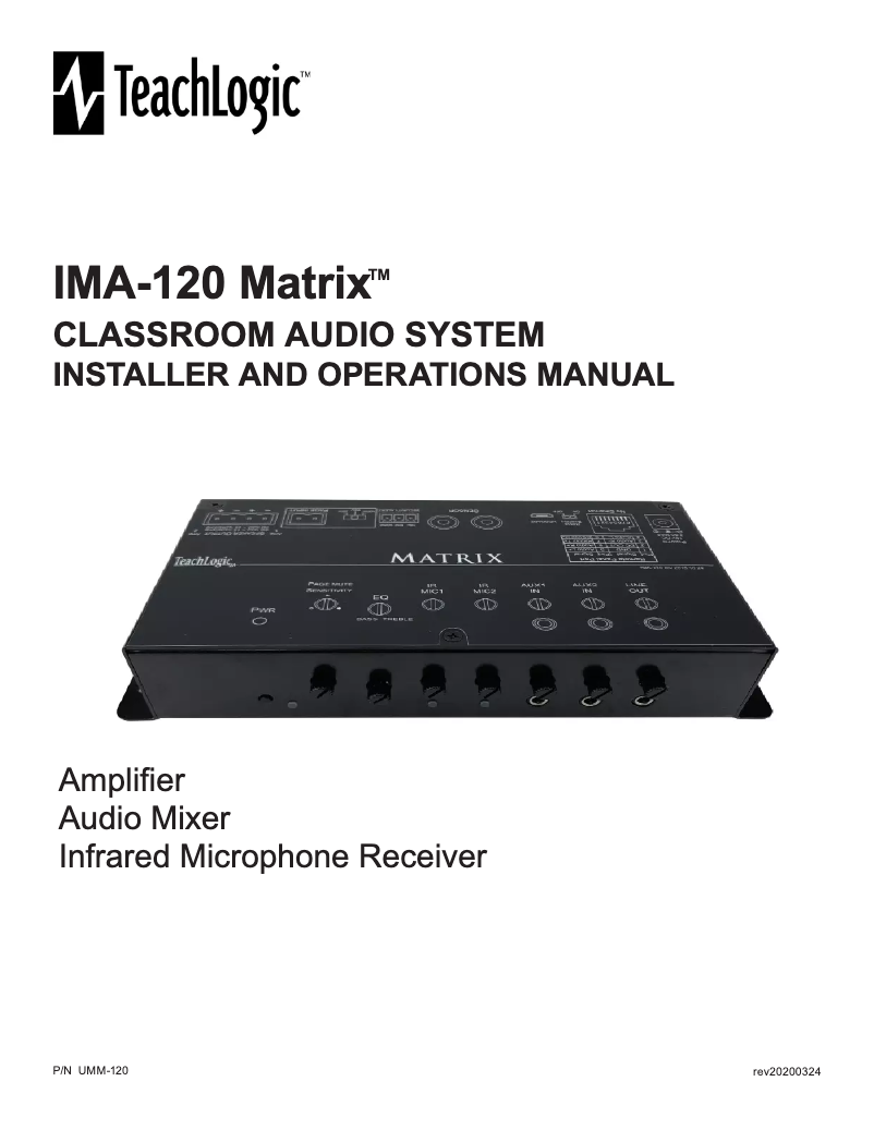 Página 1 del manual Manual de usuario TeachLogic Matrix IMA-120