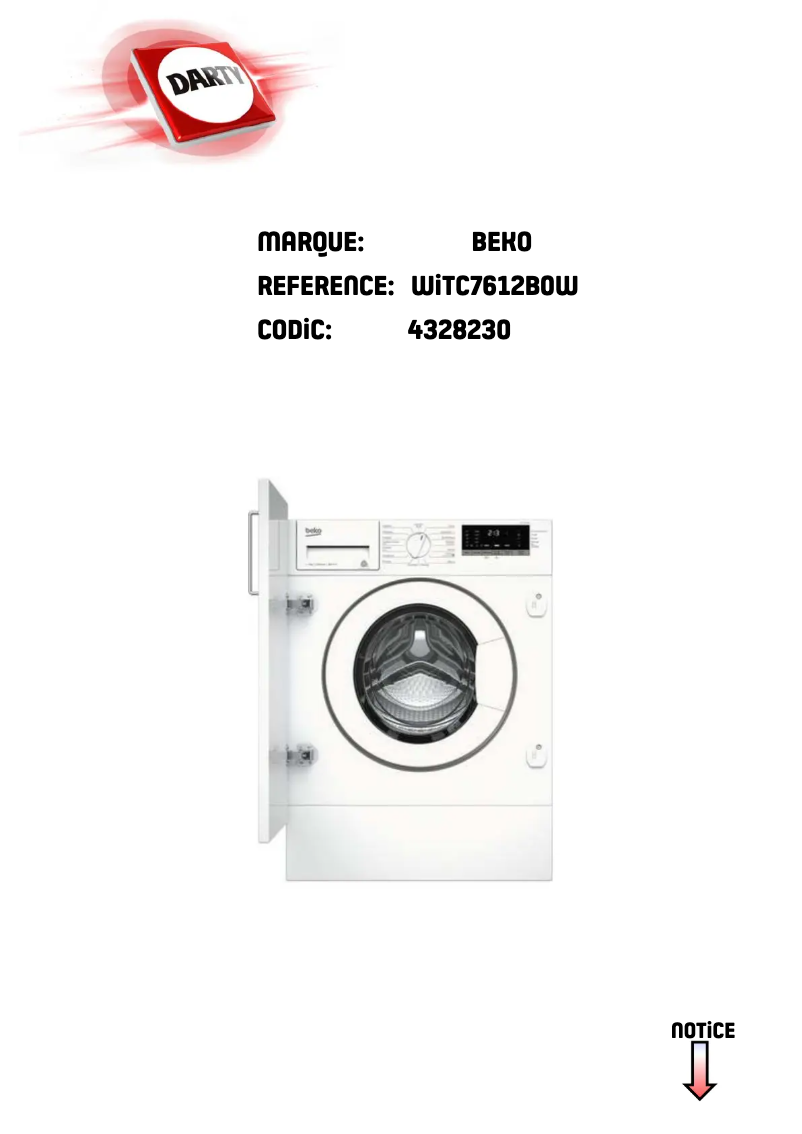 Page 1 de la notice Manuel utilisateur Beko WITC7612B0W