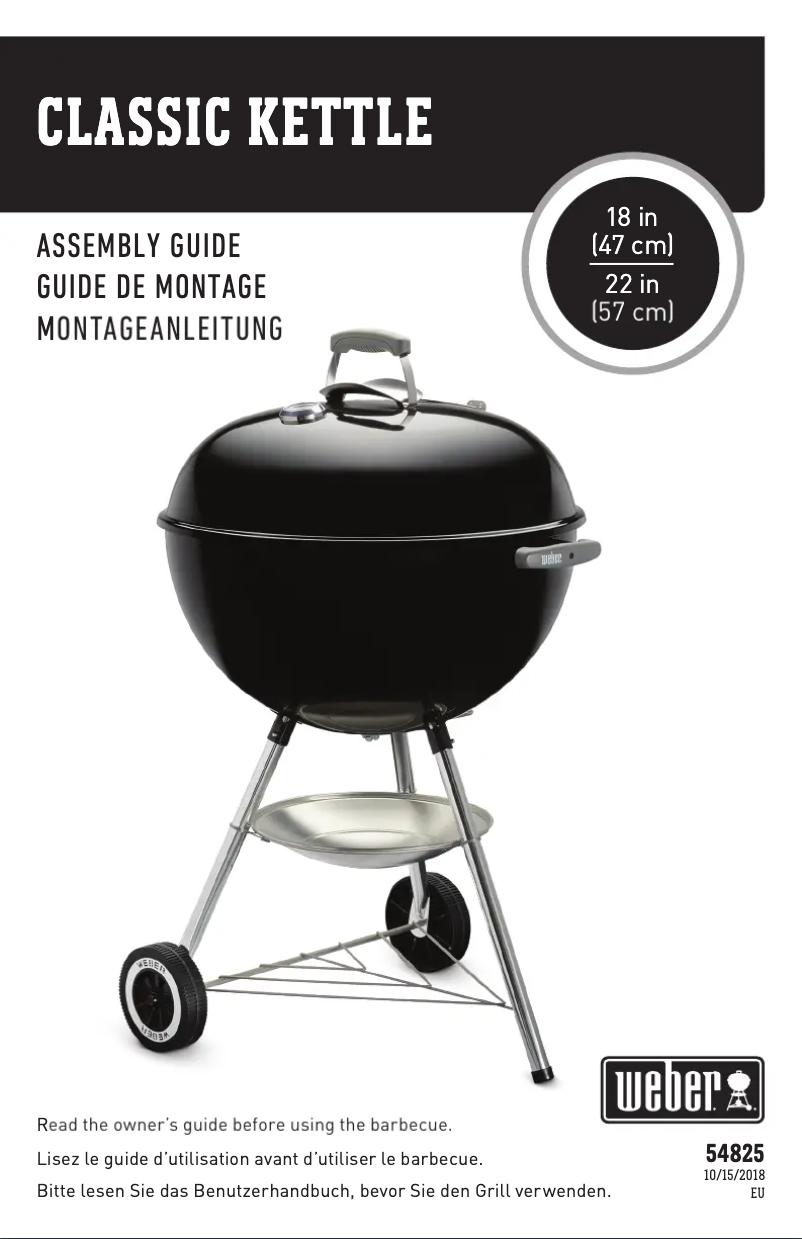 Page 1 de la notice Manuel utilisateur Weber Classic Kettle 47cm
