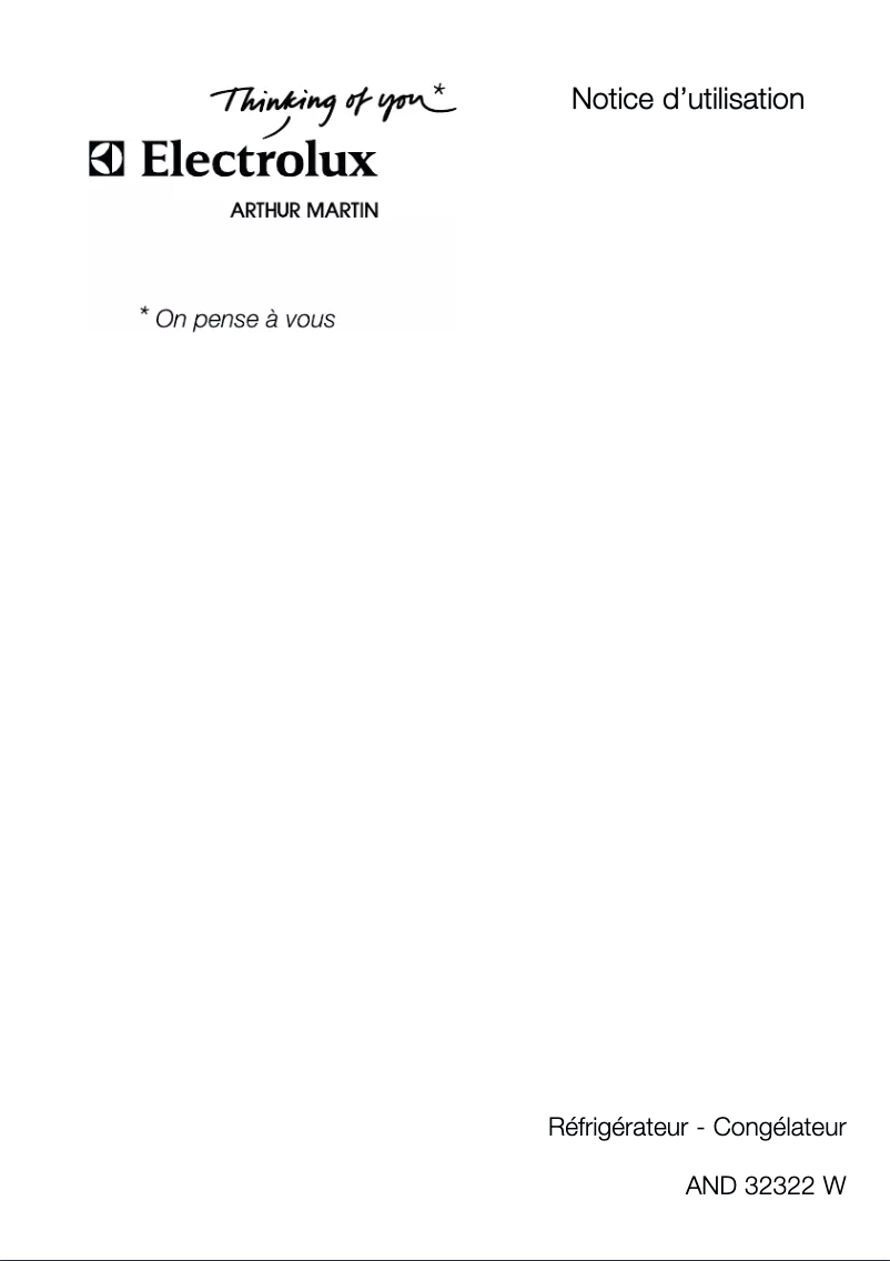 Page 1 de la notice Manuel utilisateur Arthur Martin-Electrolux AND32322X