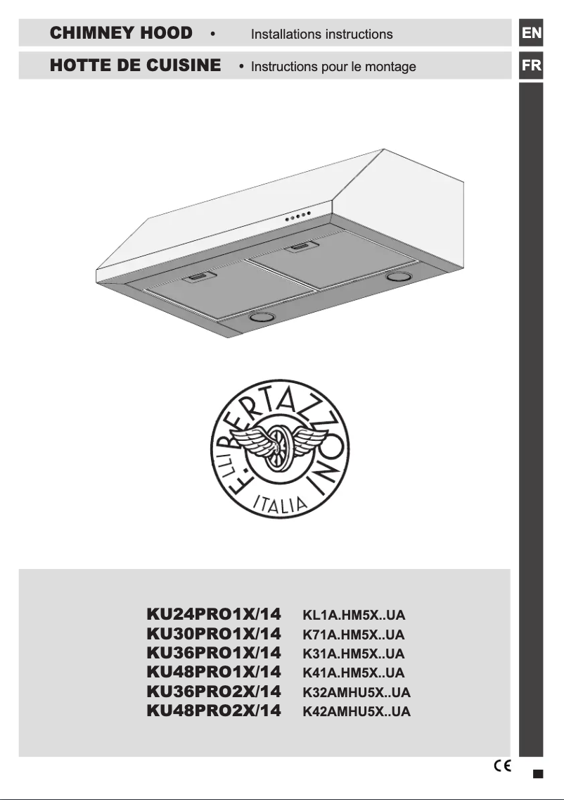 Page 1 de la notice Guide d'installation Bertazzoni KU48PRO2X14