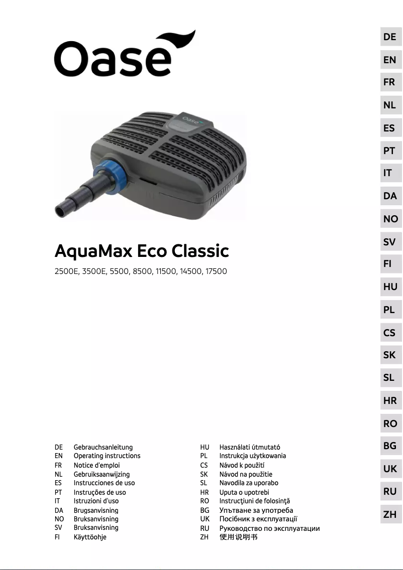 Page n°1 - Manuel utilisateur Oase AquaMax Eco Classic 5500