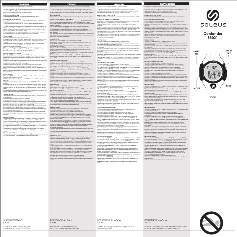 Page n°1 - Manuel utilisateur Soleus Contender SR021