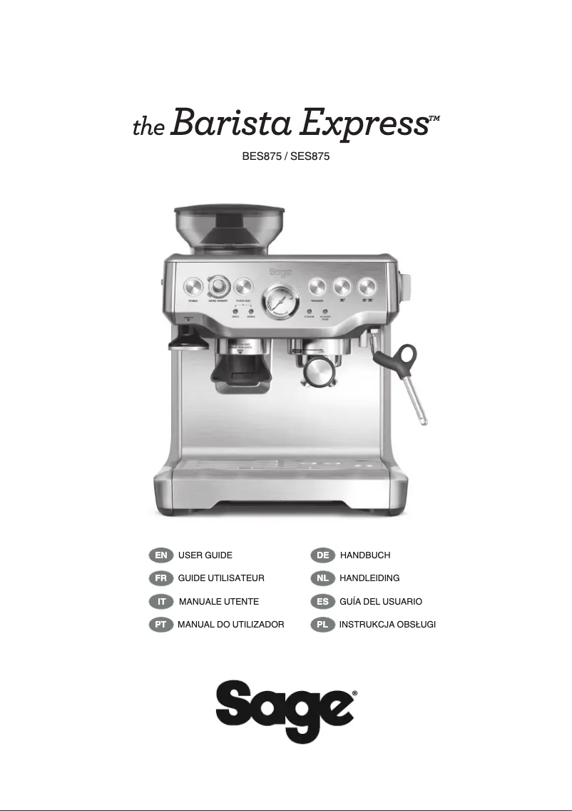 Image de la première page du manuel de l'appareil The Barista Express SES875