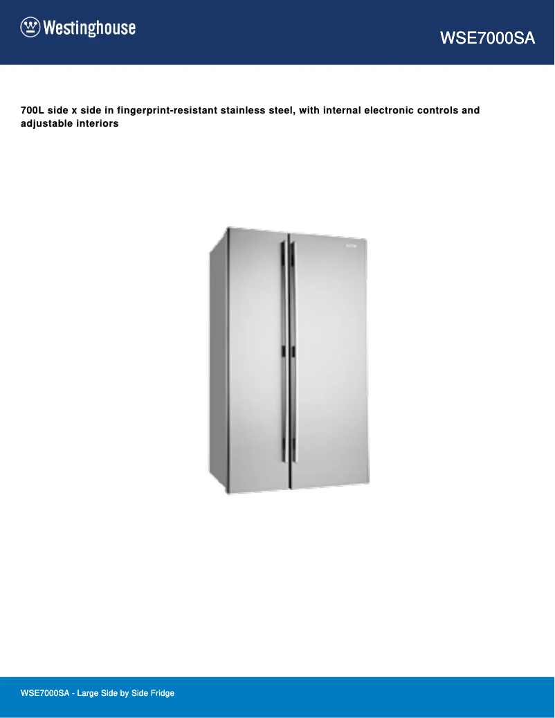 Page 1 de la notice Fiche technique Westinghouse WSE7000SA