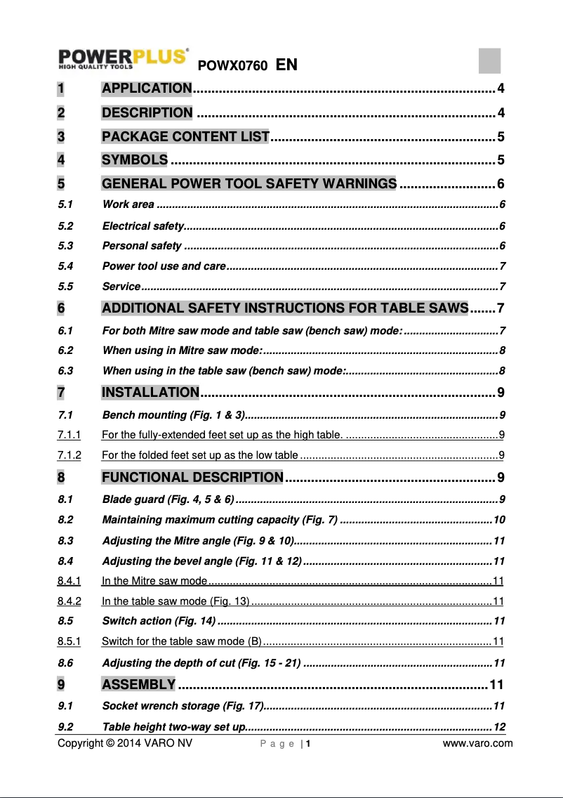 Image de la première page du manuel de l'appareil POWX0760