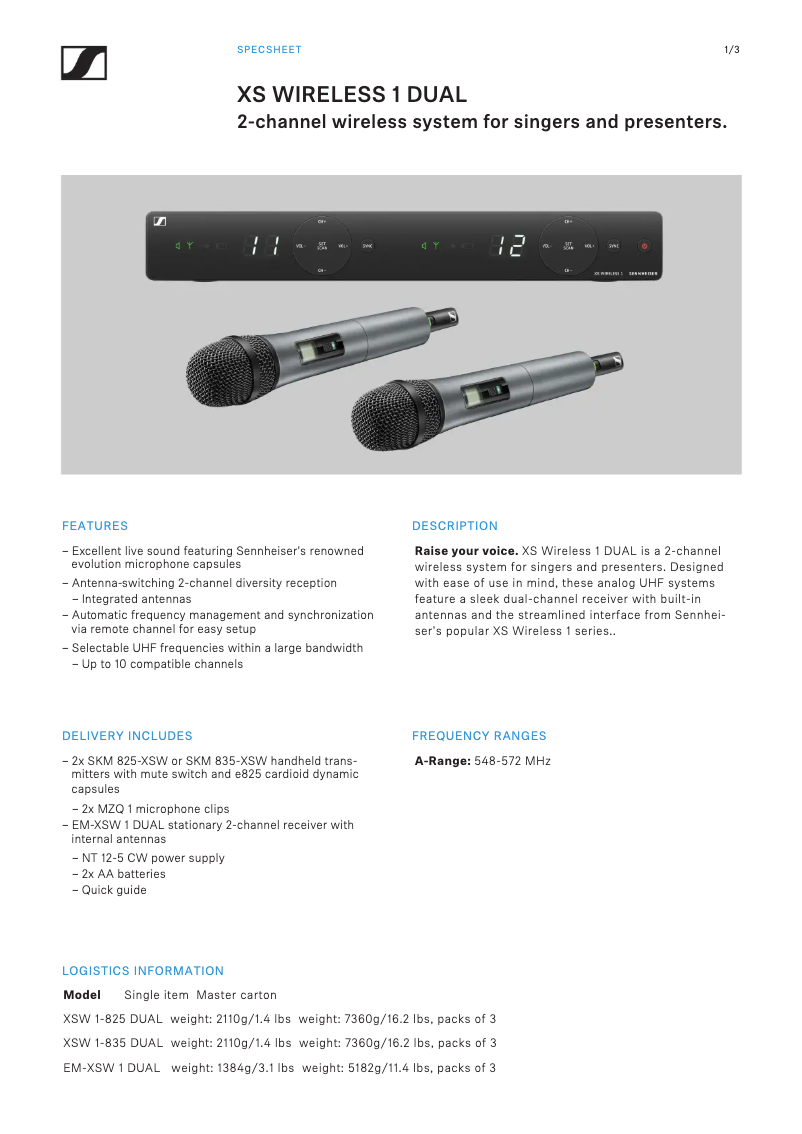 Page n°1 - Manuel utilisateur Sennheiser XSW 1-825 Dual