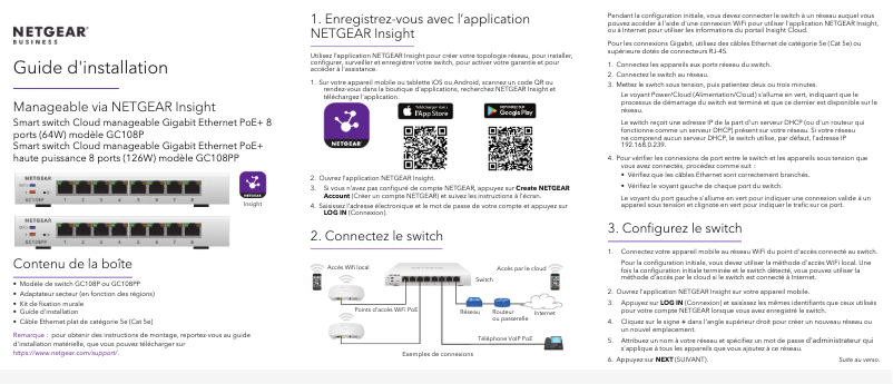 Page n°1 - Guide d'installation Netgear GC108P