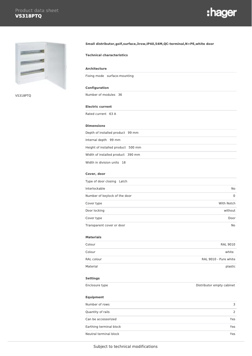 Image de la première page du manuel de l'appareil VS318PTQ