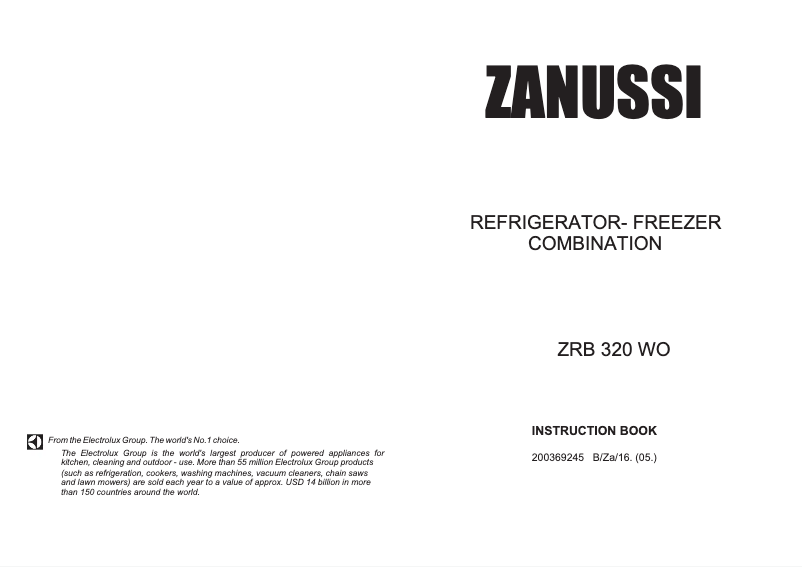 Page n°1 - Manuel utilisateur Zanussi ZRB 320