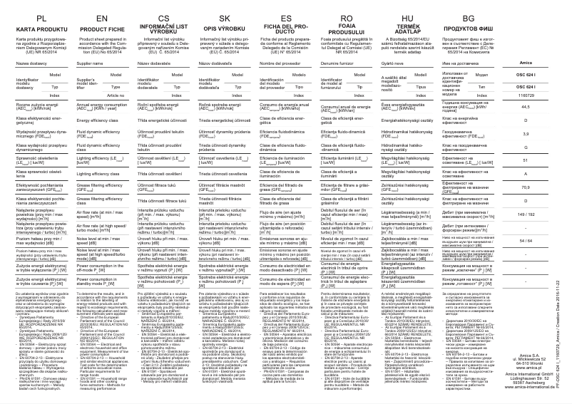 Page 1 de la notice Manuel utilisateur Amica OSC 624 I