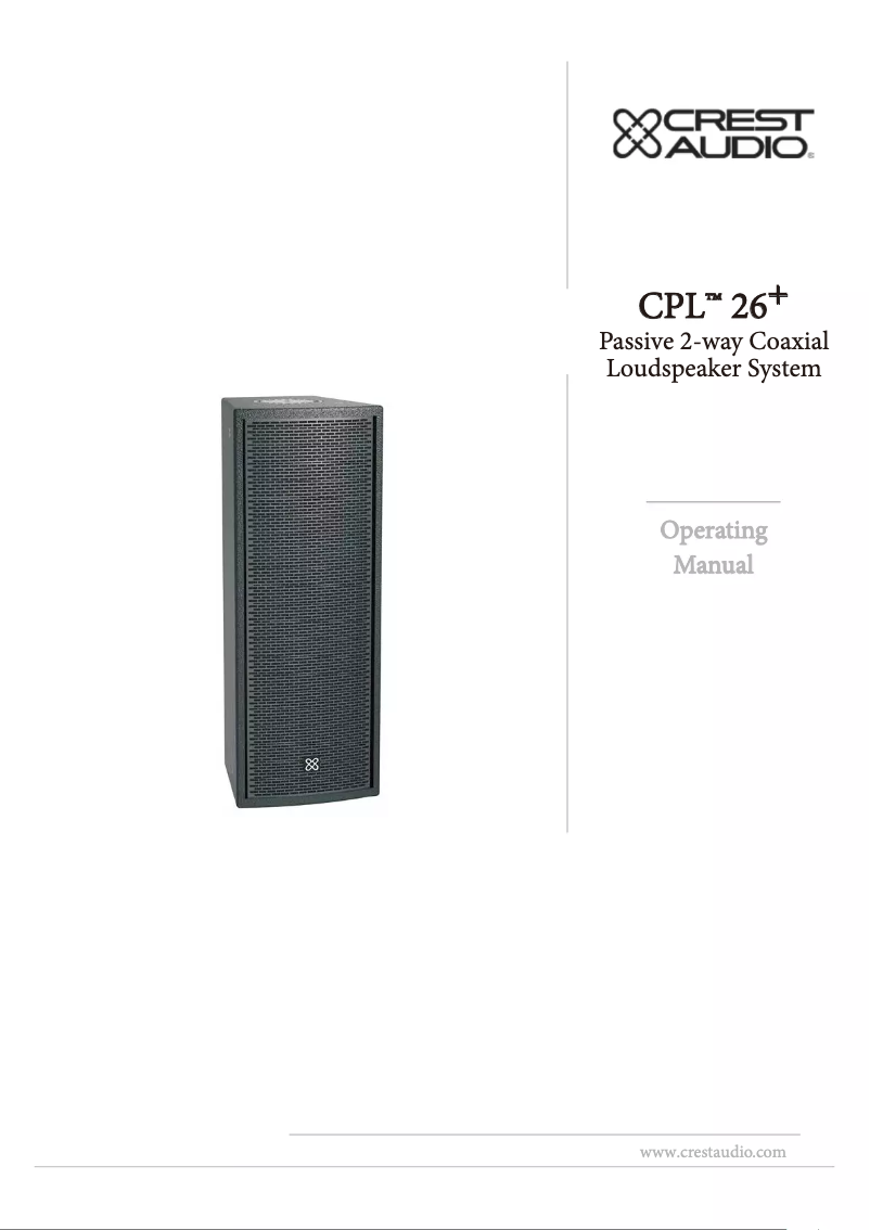 Page 1 de la notice Manuel utilisateur Crest Audio CPL 26+