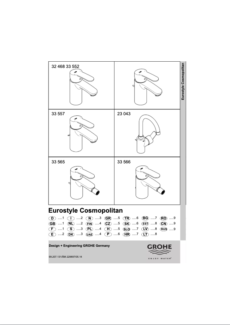 Page 1 de la notice Manuel utilisateur Grohe Eurostyle Cosmopolitan 23043002