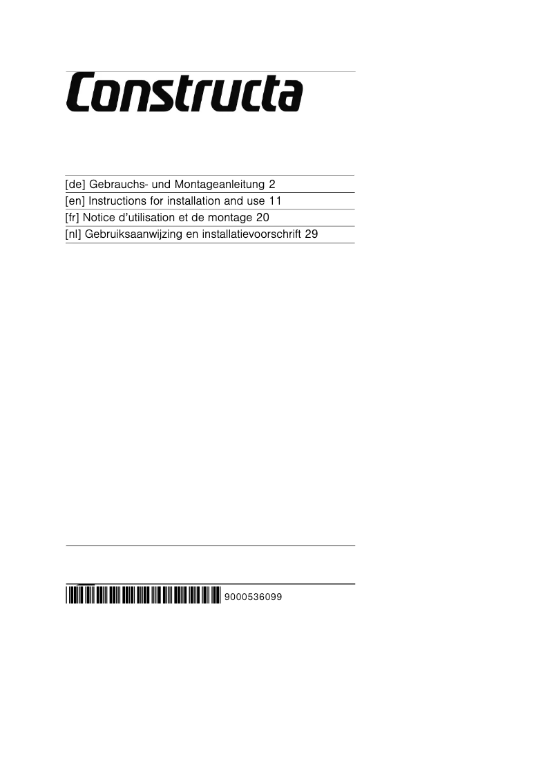 Page 1 de la notice Manuel utilisateur Constructa CD649651