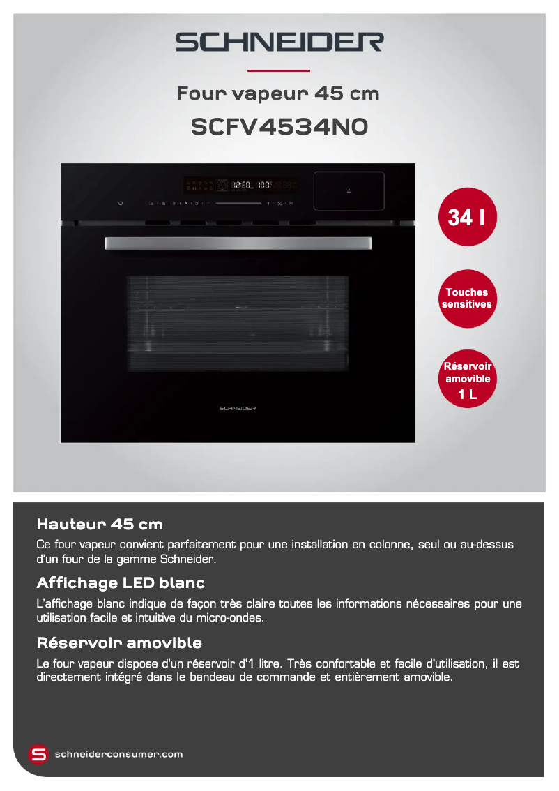 Page 1 de la notice Manuel utilisateur Schneider SCFV4534N0