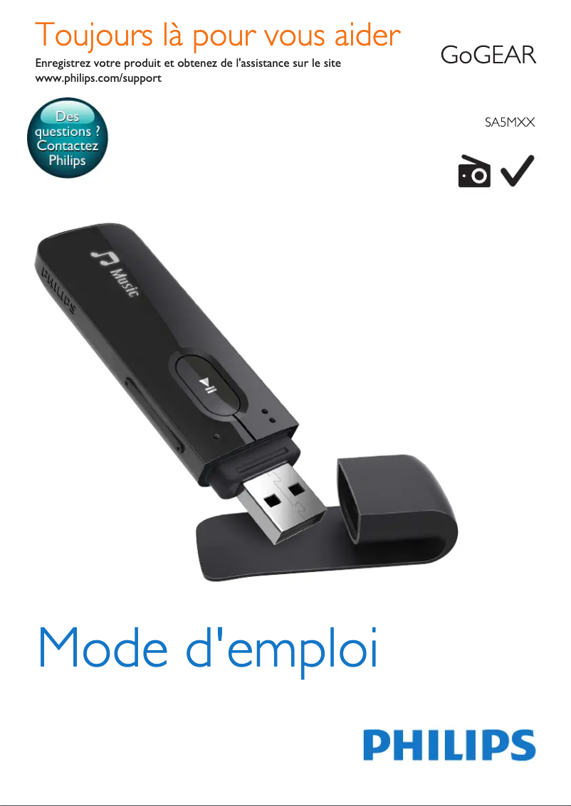 Image de la première page du manuel de l'appareil GoGear SA5MXX02AF