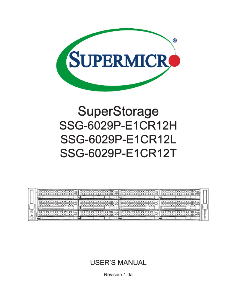 Page 1 de la notice Manuel utilisateur Supermicro SuperStorage 6029P-E1CR12L