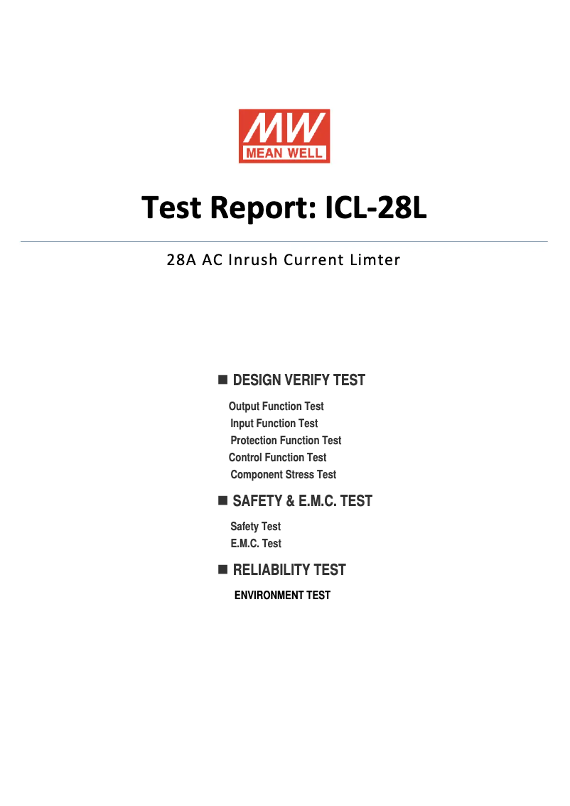 Page n°1 - Fiche technique Mean Well ICL-28L