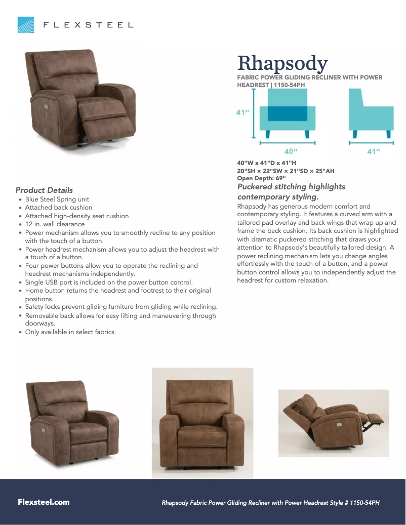 Page n°1 - Manuel utilisateur Flexsteel Rhapsody 1150-54PH