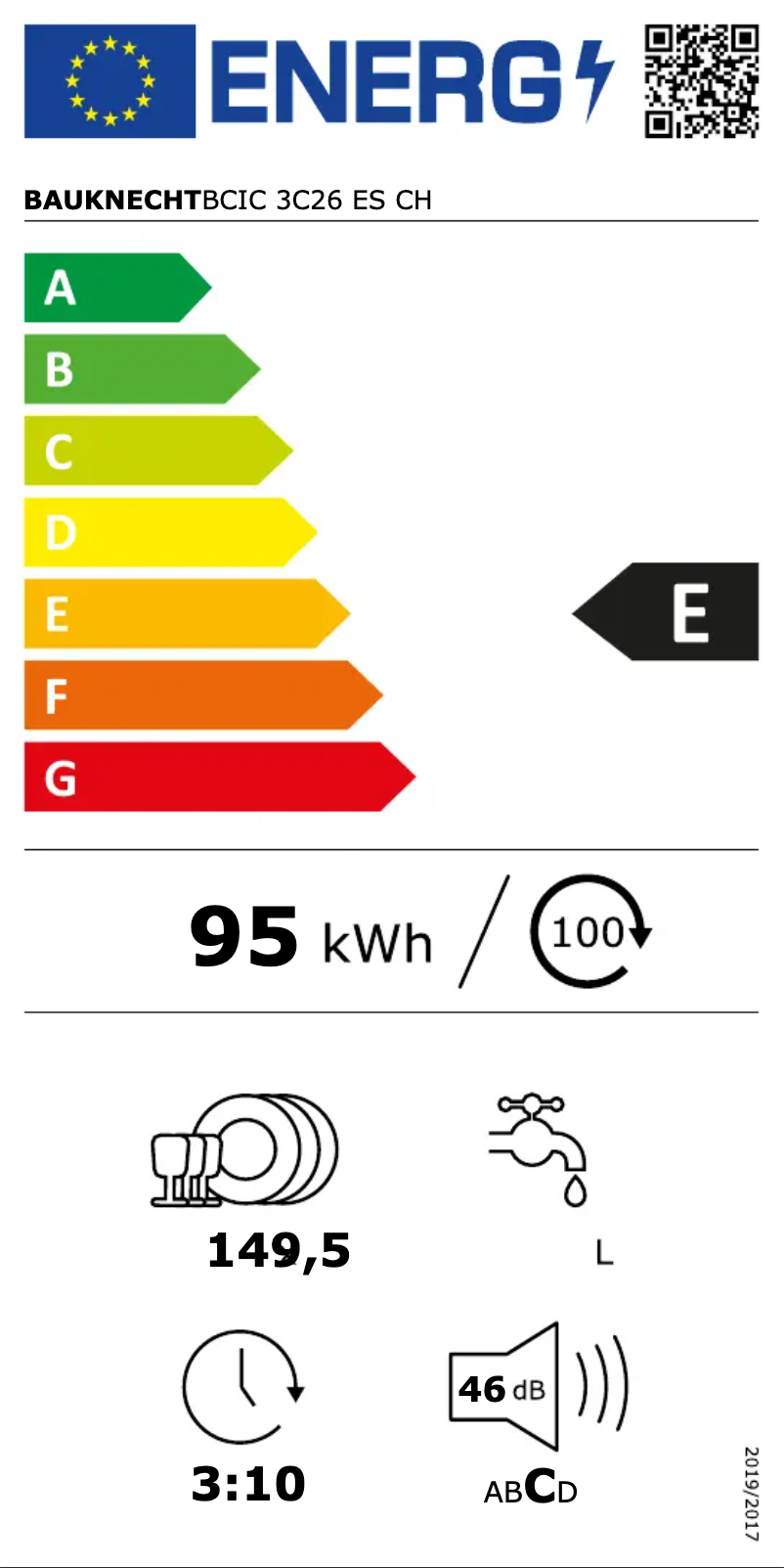 Page n°1 - Label énergétique Bauknecht BCIC 3C26 ES CH