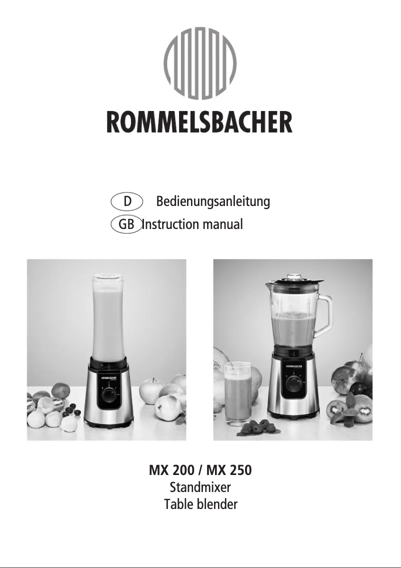 Page 1 de la notice Manuel utilisateur Rommelsbacher MX 200