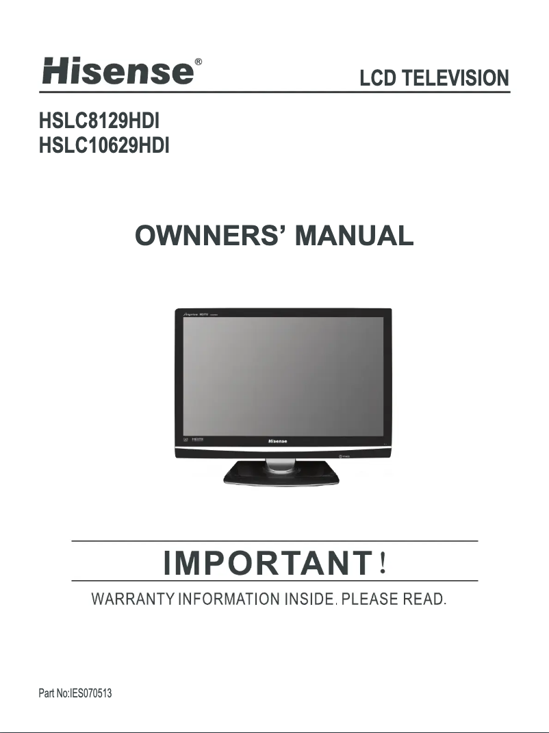 Page 1 de la notice Manuel utilisateur Hisense HSLC8129HDI