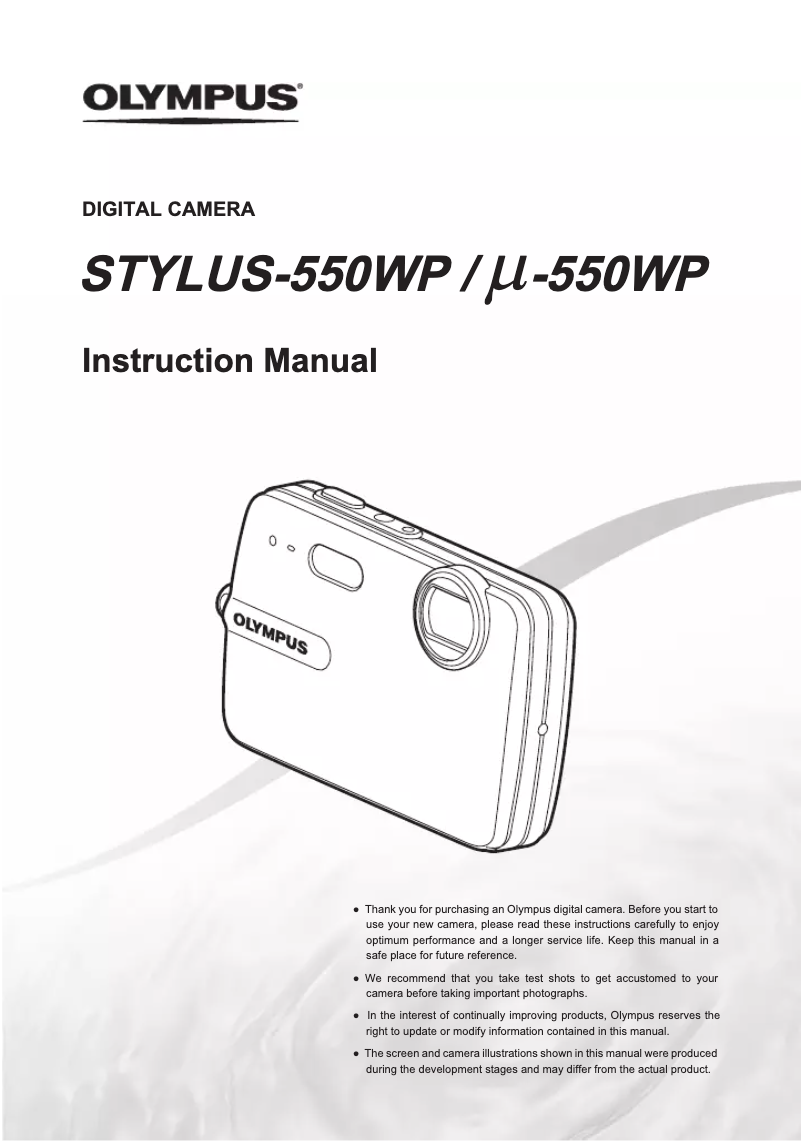 Page 1 de la notice Manuel utilisateur Olympus Stylus 550WP