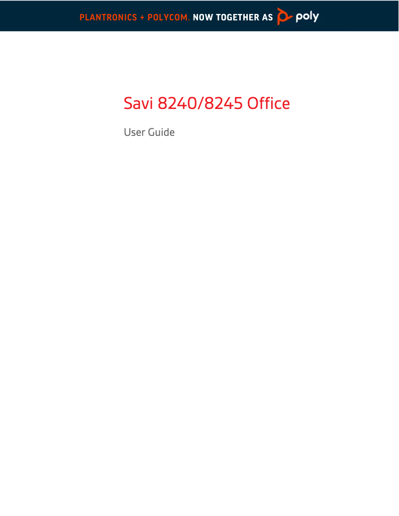 Page 1 de la notice Manuel utilisateur Plantronics Savi 8240 Office