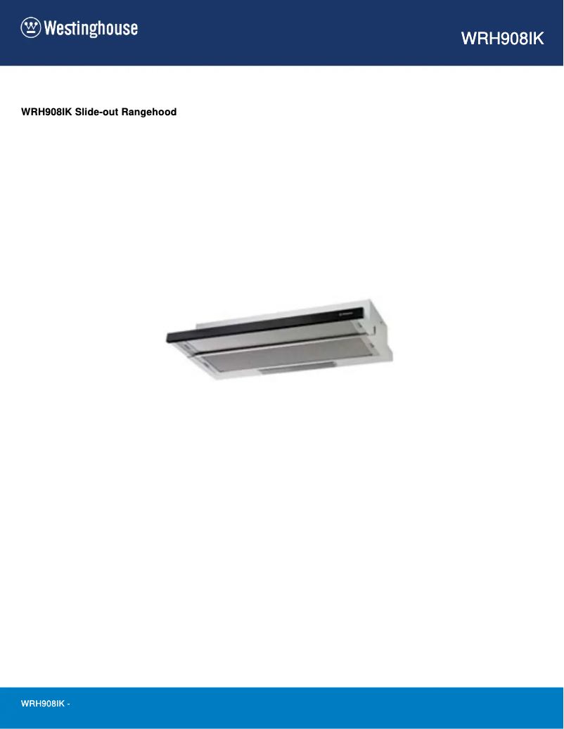 Page 1 de la notice Fiche technique Westinghouse WRH908IK