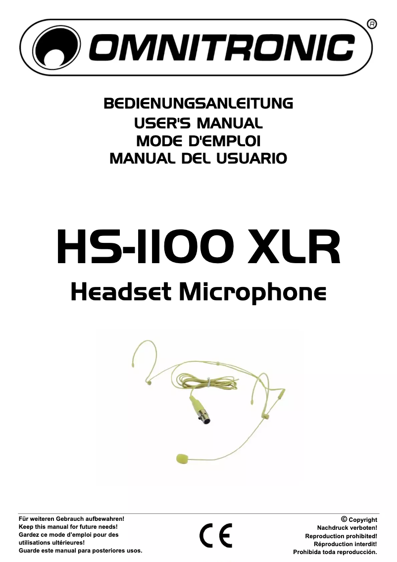 Image de la première page du manuel de l'appareil HS-1100 XLR