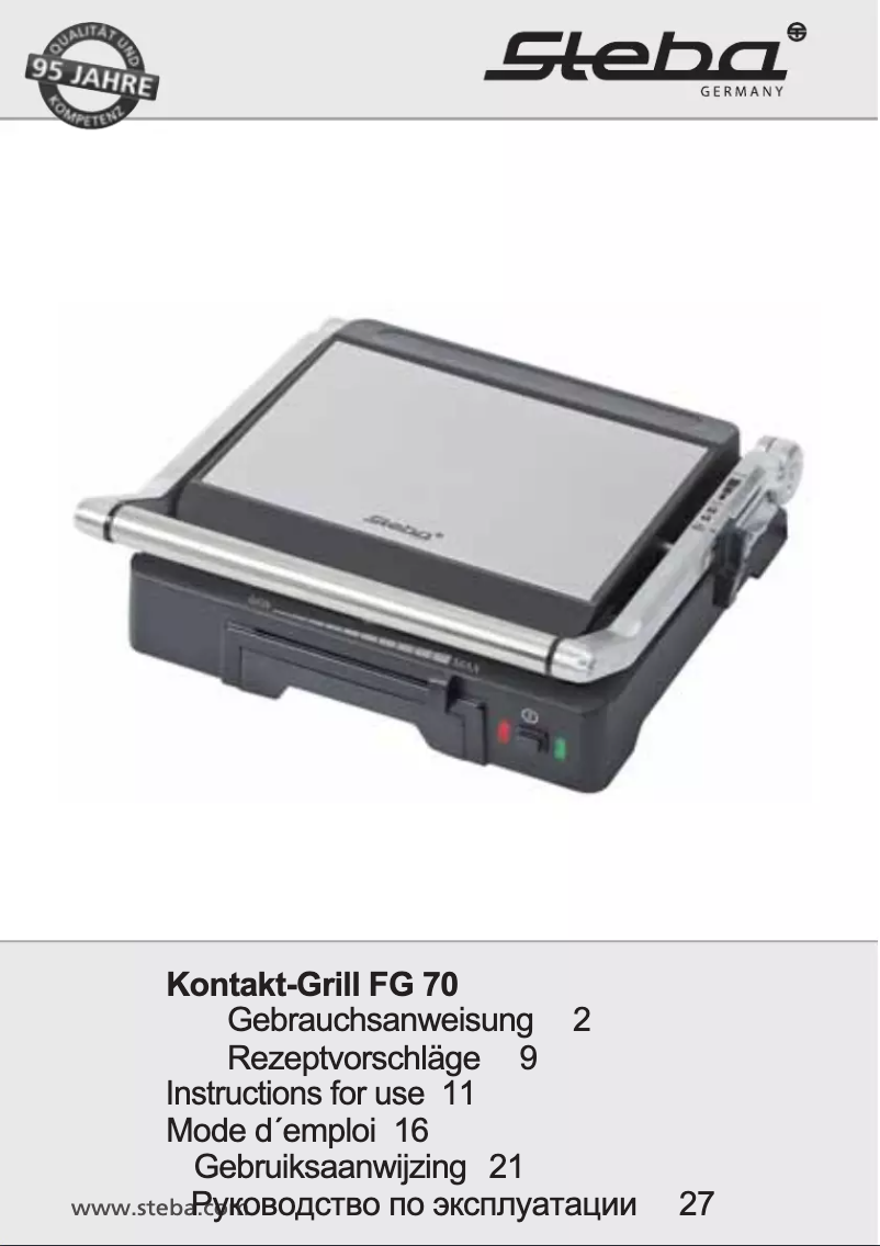 Page n°1 - Manuel utilisateur Steba FG 70