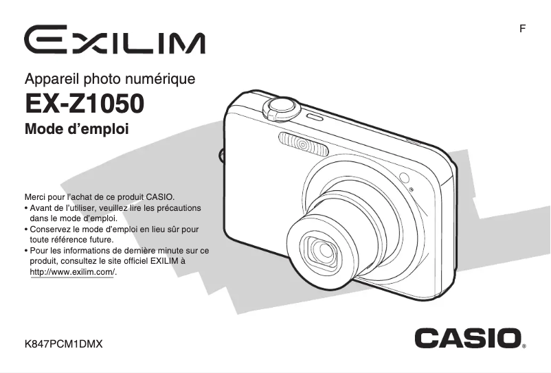 Image de la première page du manuel de l'appareil Exilim EX-Z1050