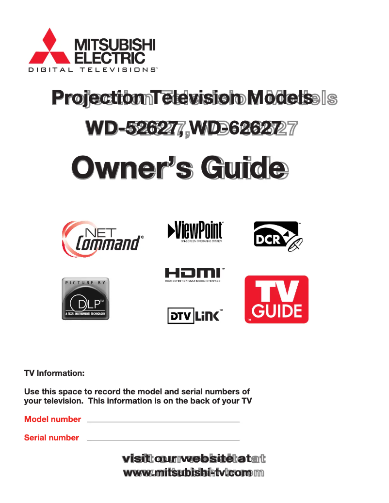 Page 1 de la notice Manuel utilisateur Mitsubishi WD-52627