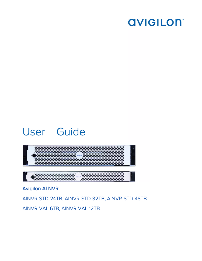 Page n°1 - Manuel utilisateur Avigilon AINVR-VAL-12TB-EU