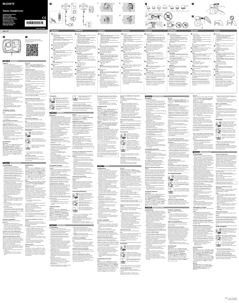Page 1 de la notice Manuel utilisateur Sony XBA-H3