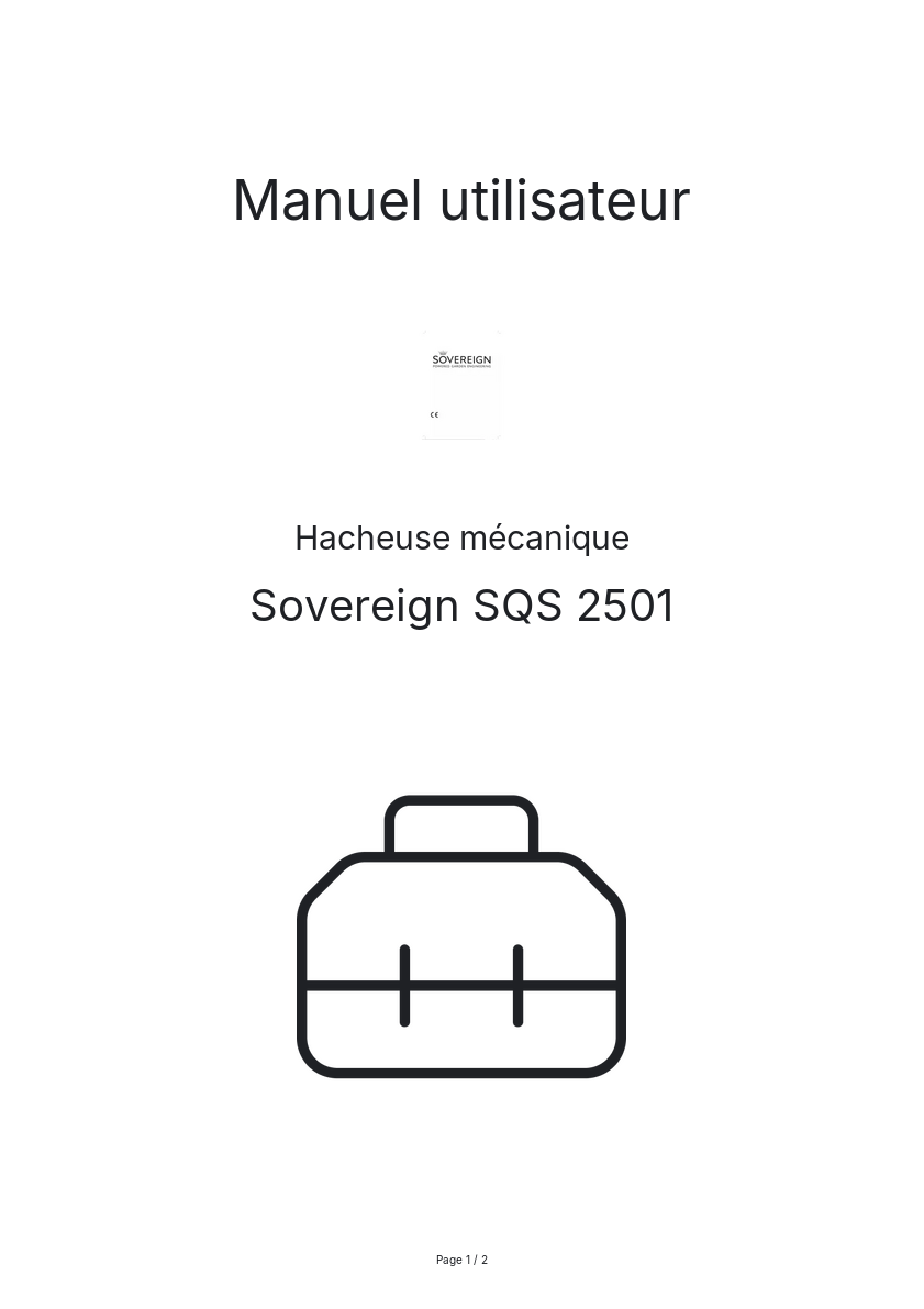 Image de la première page du manuel de l'appareil SQS 2501