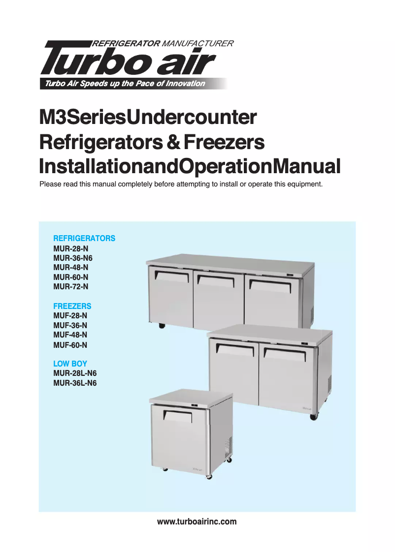 Page 1 de la notice Guide d'installation Turbo air MUF-36