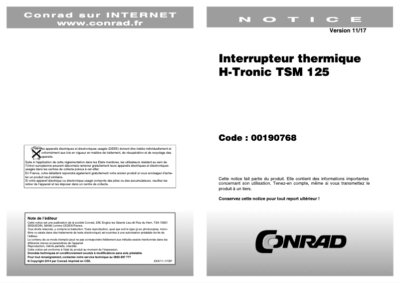 Page 1 de la notice Manuel utilisateur H-Tronic TSM 125