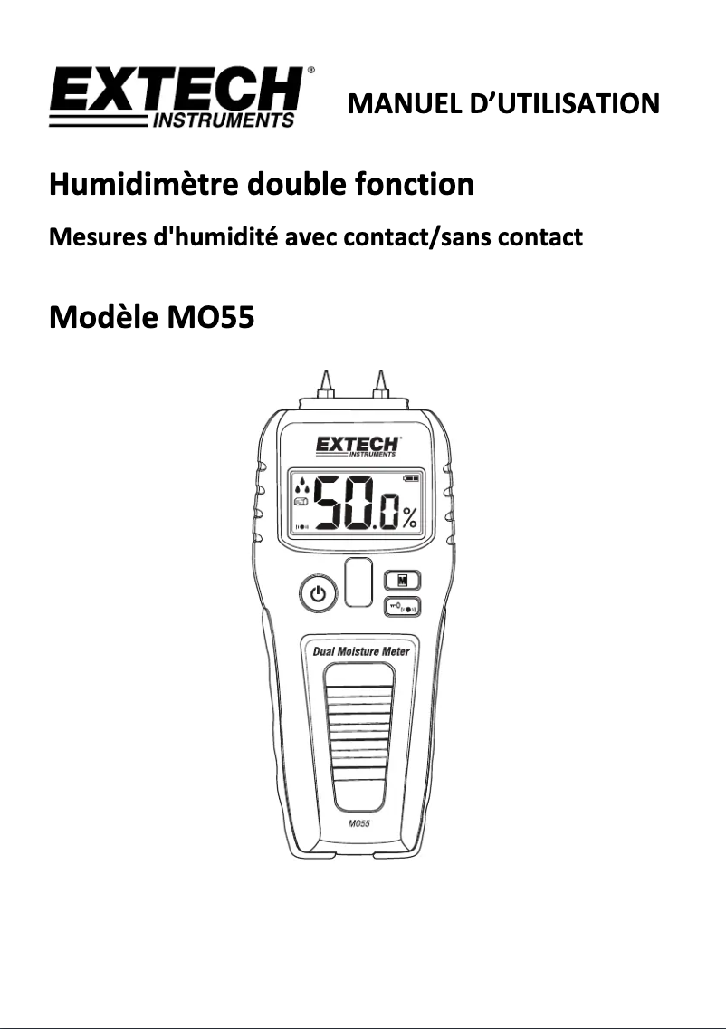 Page 1 de la notice Manuel utilisateur Extech MO55