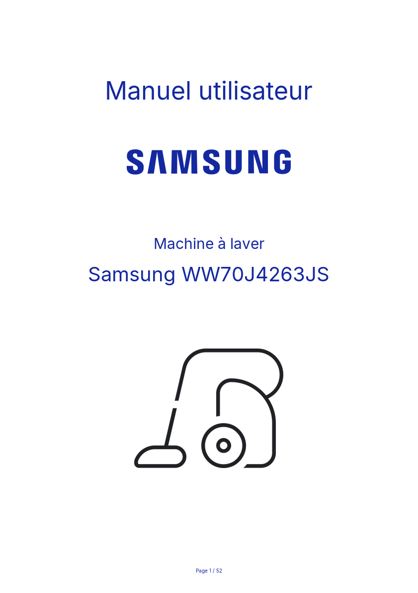 Page n°1 - Manuel utilisateur Samsung WW70J4263JS