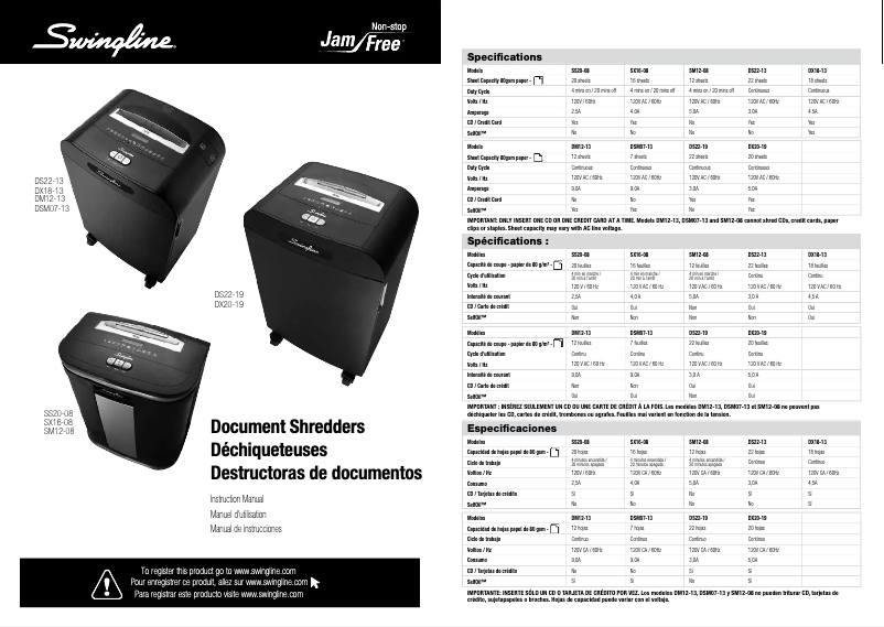 Page 1 de la notice Manuel utilisateur Swingline DX20-19