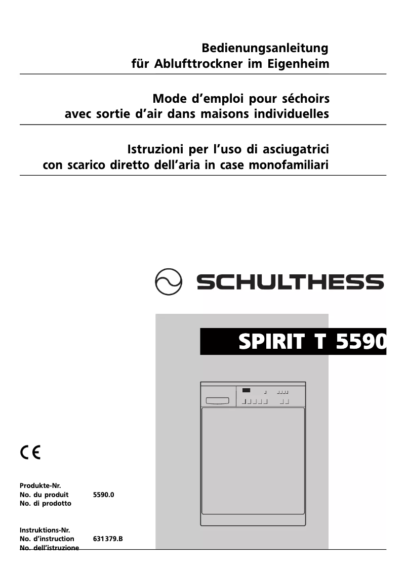 Page 1 de la notice Manuel utilisateur Schulthess Spirit T 5590