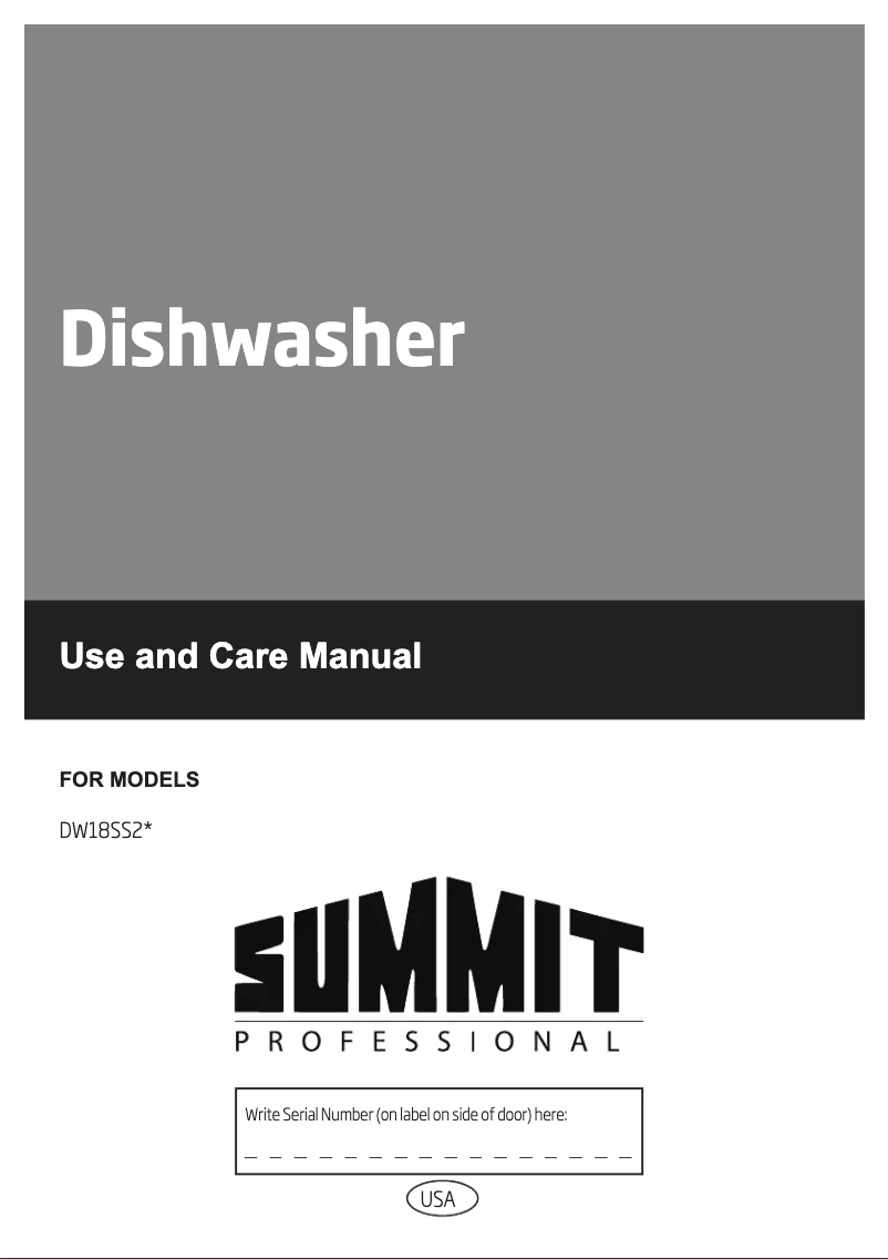 Page 1 of the manual Use and Maintenance Manual Summit DW182
