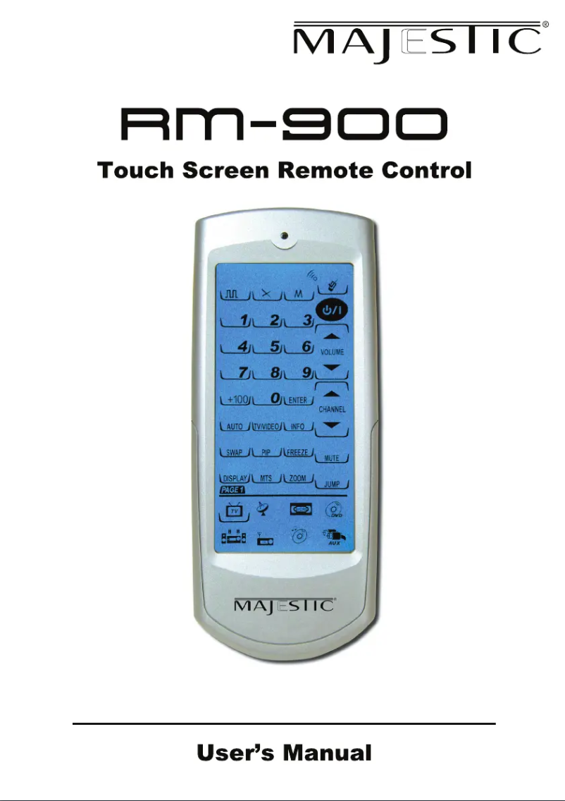 Page n°1 - Manuel utilisateur Majestic RM-900